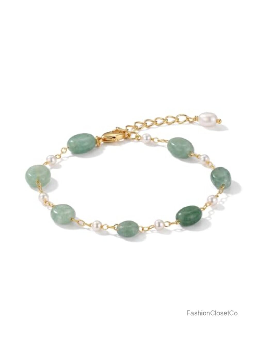 18K Gold Plated Pearl Beaded Bracelet, Adjustable Chain Stackable Bracelet,